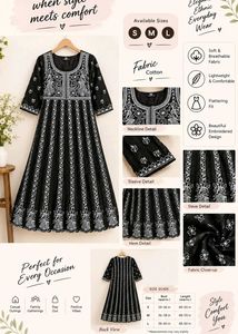 Elegant Black Embroidered Cotton Kurta