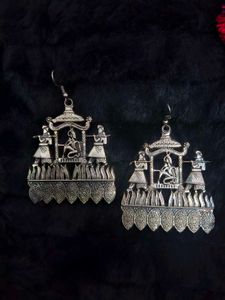 Oxidized Silver Tribal Earrings