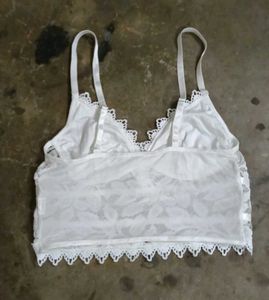 White Lace Trim Bra seezM