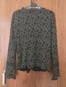 Stylish Black Floral Print Top body fitted gothic