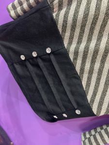 Striped Long Sleeve Top with Embellished Detail