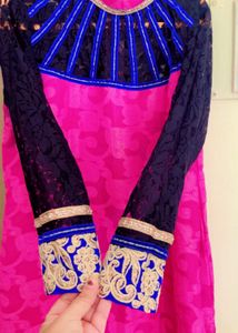 Vibrant Pink &amp; Blue Kurta Set