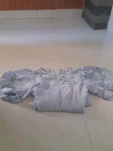 Sky blue lace pattern frock