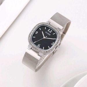 Guess Gold Mesh Watch with Rhinestones