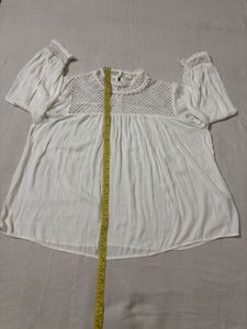 Boho White Crochet Neck Blouse