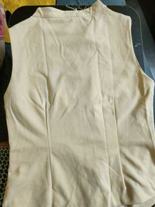 Elegant Beige Wrap Top with Pearl Button