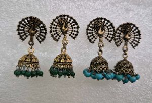 Antique Peacock Jhumka Earrings - New