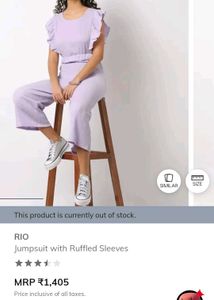 Lavender Jumpsuit with Ruffle Sleeves