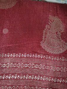 Maroon Saree with Gold Print