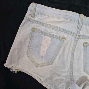 Distressed Denim Shorts with Lace y2k