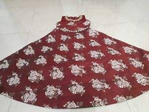 Maroon Floral Print Maxi Dress
