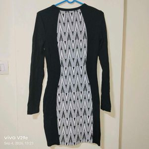 Black &amp; White Printed Bodycon Dress