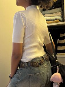 White Ribbed Mock Neck Top