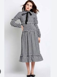 Gingham Corset Bow Collar Dress