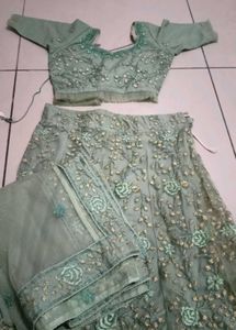 Embellished Mint Green Lehenga Choli Set