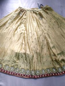 Handstitched Beautiful Golden Lehenga Skirt ✨