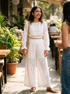 Chic White Eyelet Co-ord Set