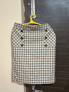 Plaid Button Detail Mini Skirt