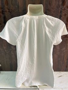 Cream V-Neck Flutter Sleeve Top