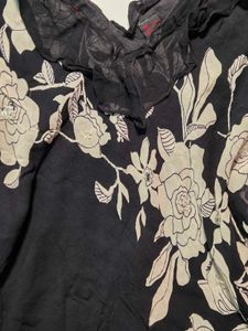 Black Floral Sheer Blouse
