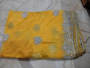 Designer Net Saree With Pearl Work