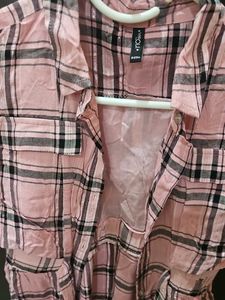 Pink Plaid Button-Up Dress
