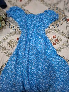 Blue A-line dress