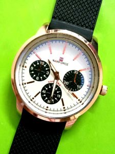 Mens Stylish Rose Gold Chronograph Watch