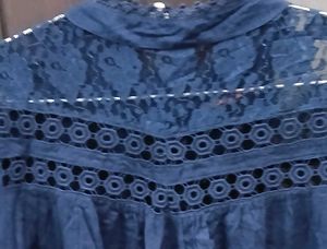 Elegant Navy Blue Lace Top