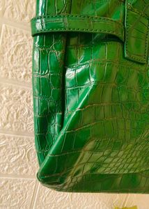 Chic Green Croc Embossed Tote Bag