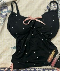 coquette padded polka dot camisole top