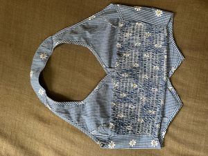Blue &amp; White Striped Crop Top