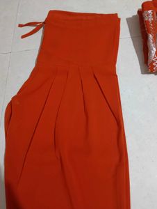 Orange Kurta Set with Silver Embellishments