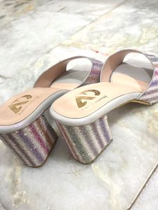 Sparkly Striped Block Heels