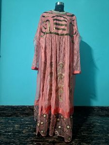 Unstitched Party Wear Ethnic Gown With Beautiful E
