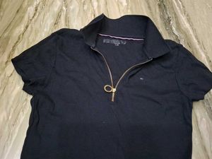 Tommy Hilfiger Black Zip Polo T-Shirt