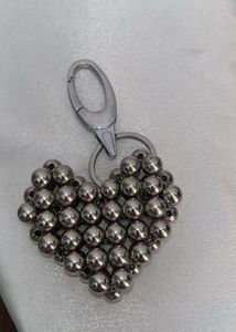 Red Beaded Heart Keychain