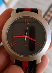 Fastrack Watch - Black &amp; Red Dial with Mesh Strap