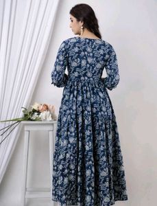 Boho Blue Floral Maxi feeding Dress