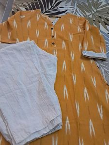 Yellow Ikat Print Kurta Set sale fix rate