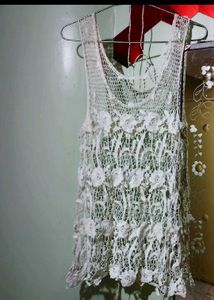 Combo: Polka Dot Dress and Crochet top🤎🩶