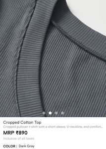 Stylish Dark Gray Cropped Cotton Top