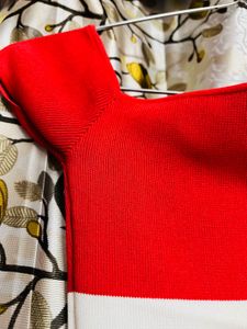 Chic Red Striped Knit Dress