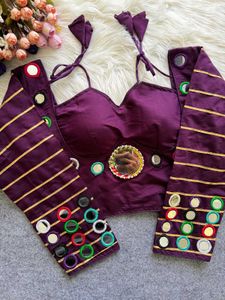 Yellow Mirror Work Blouse