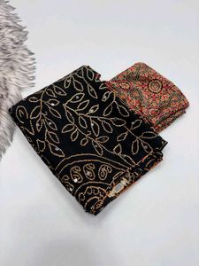 Stunning Black Embroidered Saree with Mirror Work