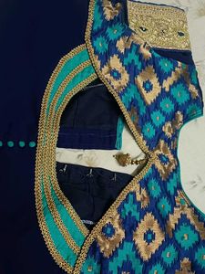 Designer Navy Blue Saree Blouse