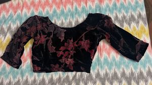 Velvet Floral Print Blouse
