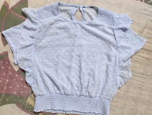 Light Blue Swiss Dot top