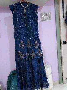 Stunning Navy Blue Embellished Kurta Set
