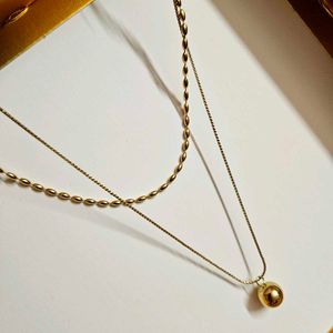 Double Layered Ball Anti Tarnish Gold Necklace